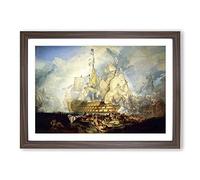 The Battle of Trafalgar by Joseph Mallord William Turner Framed Print | A2 Walnut Framed Wall Art | Ready to Hang | Modern Nature Picture | Living Room Bedroom Lounge Office