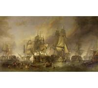 The Battle of Trafalgar Seascape by William Clarkson Stanfield, Nautical Print 48 x 28 cm