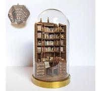 The Bay Library Miniature Bookshelf - Miniature Gothic Bookcase | Handmade Miniature Bookcases | An-xietys Bookshelf | Miniature Book Display Case Cabinet Desk Decoration For Book Lovers