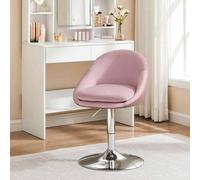 The Bazaarist Adjustable Swivel Vanity Chair with Backrest, Pink in Dusty Pink The Bazaarist Dusty Pink