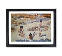 The Beach At Cabasson By Henri Edmond Cross Classic Painting Framed Print | A2 Black Framed Wall Art | Ready to Hang | Classic Religious Picture | Living Room Bedroom Lounge Office