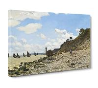 The Beach At Honfleur By Claude Monet Canvas Print | Gallery Wrapped 30mm Frame Wall Art | 20x14 inches | Ready to Hang | Impressionist Seascape Picture | Living Room Bedroom Lounge Office