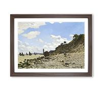 The Beach At Honfleur By Claude Monet Classic Painting Framed Print | A4 Walnut Framed Wall Art | Ready to Hang | Classic Beach Picture | Living Room Bedroom Lounge Office