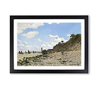 The Beach at Honfleur by Claude Monet Framed Print | A2 Black Framed Wall Art | Ready to Hang | Modern Beach Picture | Living Room Bedroom Lounge Office
