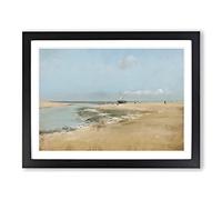 The Beach At Low Tide By Edgar Degas Classic Painting Framed Wall Art Print, Ready to Hang Picture for Living Room Bedroom Home Office Décor, Black A4 (34 x 25 cm)