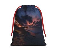 The Beach At Night Print Drawstring Gift Bag Durable And Versatile, Perfect For Festive Occasions