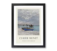 The Beach At Sainte Adresse By Claude Monet Exhibition Museum Painting Framed Print | A2 Black Framed Wall Art | Ready to Hang | Modern Beach Picture | Living Room Bedroom Lounge Office