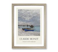 The Beach At Sainte Adresse By Claude Monet Exhibition Museum Painting Framed Print | A3 Oak Framed Wall Art | Ready to Hang | Modern Beach Picture | Living Room Bedroom Lounge Office
