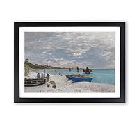 The Beach at Sainte-Adresse by Claude Monet Framed Print | A2 Black Framed Wall Art | Ready to Hang | Modern Beach Picture | Living Room Bedroom Lounge Office