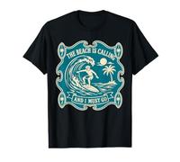 The Beach is Calling and I Must Go Shirt Surfer Surfing Value Graphic T-Shirt