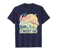 The Beach is Calling Ocean Waves Vintage Summer Vacation T-Shirt
