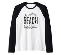 The Beach Is My Happy Place Cruise Summer Family Vacation Raglan Baseball Tee