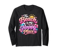 The Beach is My Happy Place Cute Tropical Summer Vacation Long Sleeve T-Shirt