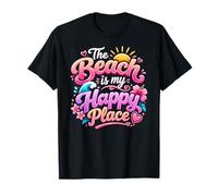 The Beach is My Happy Place Cute Tropical Summer Vacation T-Shirt