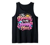 The Beach is My Happy Place Cute Tropical Summer Vacation Tank Top