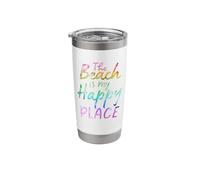 The Beach is My Happy Place Summer Vacation Stainless Steel Insulated Tumbler