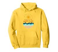 The Beach Is My Happy Place Sun Waves Summer Pullover Hoodie, Adult Unisex, Lemon, XL