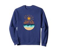 The Beach Is My Happy Place Sun Waves Summer Sweatshirt, Adult Unisex, Navy, S