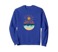 The Beach Is My Happy Place Sun Waves Summer Sweatshirt, Adult Unisex, Royal Blue, S