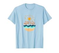 The Beach is My Happy Place Sun Waves Summer T-Shirt, Men, Baby Blue, 3XL