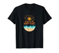 The Beach is My Happy Place Sun Waves Summer T-Shirt, Men, Black, M