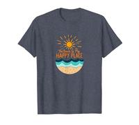 The Beach is My Happy Place Sun Waves Summer T-Shirt, Men, Heather Blue, 5XL