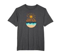 The Beach is My Happy Place Sun Waves Summer T-Shirt, Men's Big and Tall, Dark Heather Grey, 3X Tall