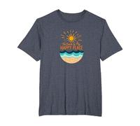 The Beach is My Happy Place Sun Waves Summer T-Shirt, Men's Big and Tall, Heather Blue, 5X Tall