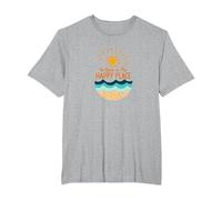 The Beach is My Happy Place Sun Waves Summer T-Shirt, Men's Big and Tall, Heather Grey, 3X Tall