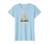 The Beach is My Happy Place Sun Waves Summer T-Shirt, Women, Baby Blue, S