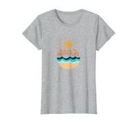 The Beach is My Happy Place Sun Waves Summer T-Shirt, Women, Heather Grey, M