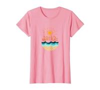 The Beach is My Happy Place Sun Waves Summer T-Shirt, Women, Pink, XXL
