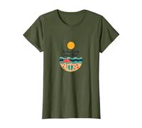 The Beach is My Happy Place - Sunny Summer Vacation T-Shirt, Women, Olive Green, X-Small