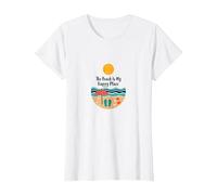 The Beach is My Happy Place - Sunny Summer Vacation T-Shirt, Women, White, XL