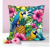 The Beach Stop Decorative Colourful Pop Art Parrot Tropical Bird Scatter Cushion Cover | Living Room, Bedroom & Sofa Decor Inspo | Gift Idea | 45x45cm 18x18” | Colourful Parrot