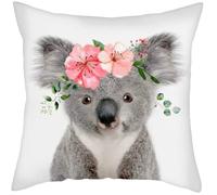 The Beach Stop Decorative Floral Koala Bear Colourful Scatter Cushion Cover | Unique Design Home Decor | Gift Idea | 45x45cm 18x18” | Koala Bear