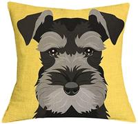 The Beach Stop Decorative Miniature Schnauzer Dog Scatter Cushion Cover | Home Decor Gift Idea | 45x45cm 18x18” | Mustard Yellow