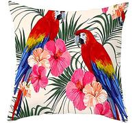 The Beach Stop Decorative Tropical Parrot Cushion Cover | Unique Design | Botanical Living Room & Bedroom Decor | Gift Idea for Bird Lovers | 45x45cm 18x18” | Floral Parrot