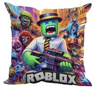 The Beach Stop Fun Video Game Character Accent Ro-blox Cushion Cover | Pop Art Home Decor | Gift Idea for Boys and Girls | 45x45cm 18x18” | Ro-blox Horror