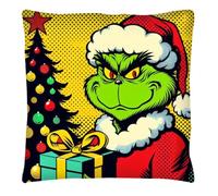 The Beach Stop Pop Art The Grinch Accent Cushion Cover | Colourful Home Decor Gift Idea | 45x45cm 18x18” | The Grinch