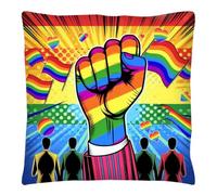 The Beach Stop Pride Rainbow Theme Accent Cushion Cover | Colourful Gift Idea | 45x45cm 18x18” | Pride Hand