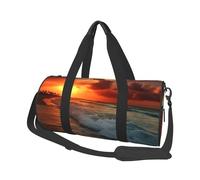 The Beach Sunset Duffle Bag for Women Men Personal Item Travel Bags Canvas Weekender Overnight Bag Lightweight Sports Tote Gym Bags Carry On Luggage Bag, Black, One Size