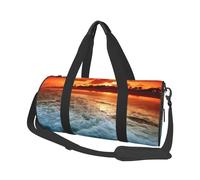 The Beach Sunset Large Round Travel Duffel Bag,Extra Large Capacity Foldable Gym Bag with Removable Shoulder Strap,Durable Canvas Carry-On Bag for Sports