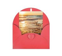 The Beach Sunset Print Adorable Blank Cards& Envelopes,Unique Designs Perfect for Festivals, Invitations