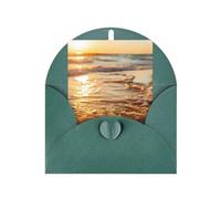 The Beach Sunset Print Adorable Blank Cards& Envelopes,Unique Designs Perfect for Festivals, Invitations