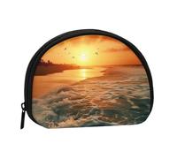 The Beach Sunset Prints Coin Purse Shell Mini Pouch Wallet Change Bag for Women Girls Kids