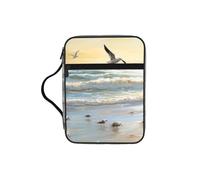 The Beach with Sea Birds Bible Cover with Zipper, Bible Case Organizer with Handle, Water-Resistant Oxford Fabric Bible Bag for Women Men 27x20cm