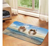 The Beach With Sea Birds Print Pet Feeding Mat For Dogs & Cats Absorbent Waterproof Dog Food Mat Non-Slip Pet Bowl Placemat Quick Dry Floor Protector Leather Tablecloth