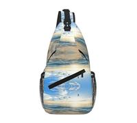 The Beach With Sea Birds Unisex Chest Sling Bag With Multi-Pocket Design,Large Capacity Crossbody Bag Durable Polyester Adjustable Strap For Daily Commute Travel