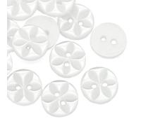 The Bead and Button Box - 10 Clear White Flower embossed Resin Buttons 11mm. Sewing Knitting, Handbags, Cushions, Crafts, Scrapbook,